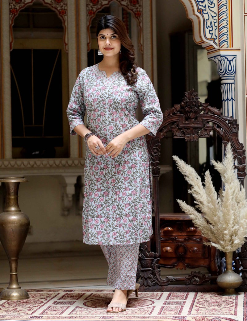 Miravan Floral Printed Kurta Palazzo Set for Women - Image 2